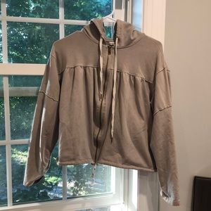 Young Fablour & Broke Cropped Cotton Zip Up Hoodie